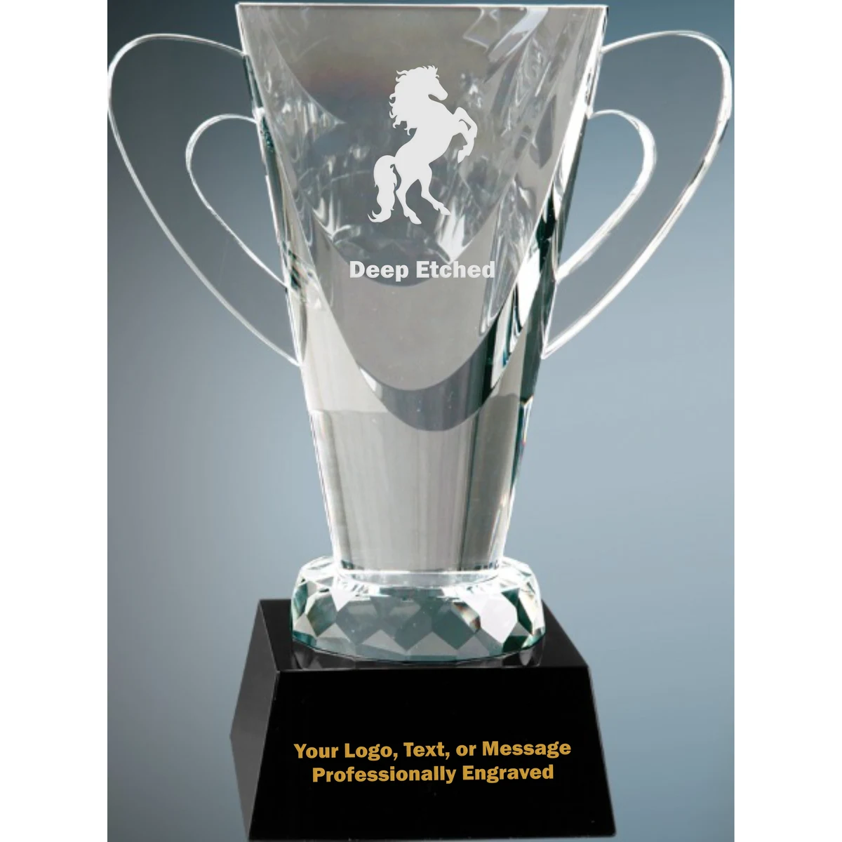 7 3/4" Crystal Cup on Black Pedestal Base Award 1