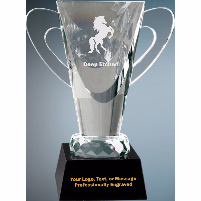 7 3/4" Crystal Cup on Black Pedestal Base Award