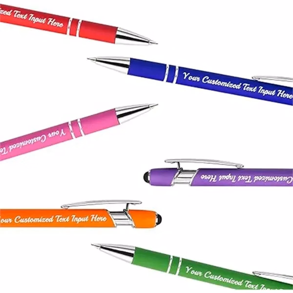 Custom Soft-Touch Aluminum Ballpoint Pen with Stylus — Executive Office Giveaway