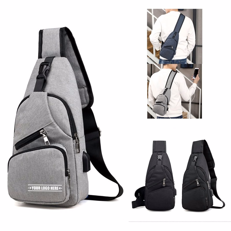 Sling Shoulder Chest Bags Crossbody Backpack With Usb