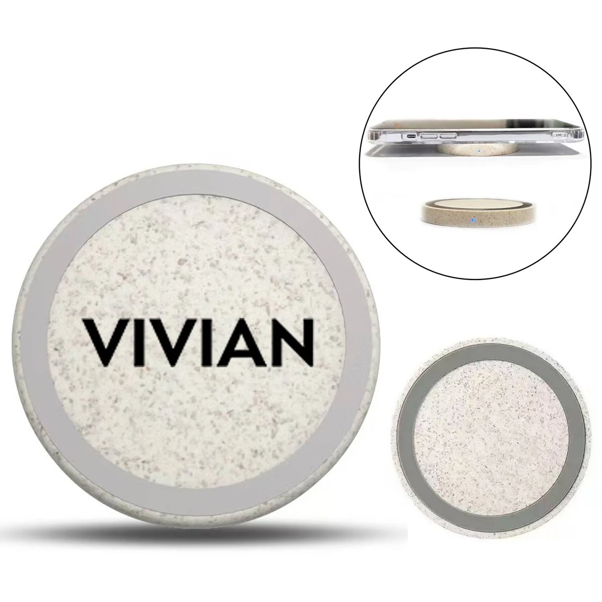 15W Mini Round Wheat Straw Fast Wireless Charger 1