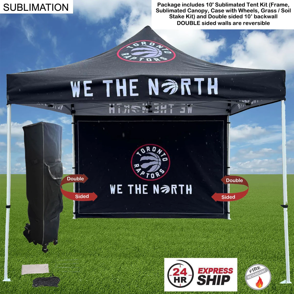 24Hr Express Ship - Tent Backwall Package 2, 10' Sublimated Tent Kit and Full DOUBLE sided backwall 1