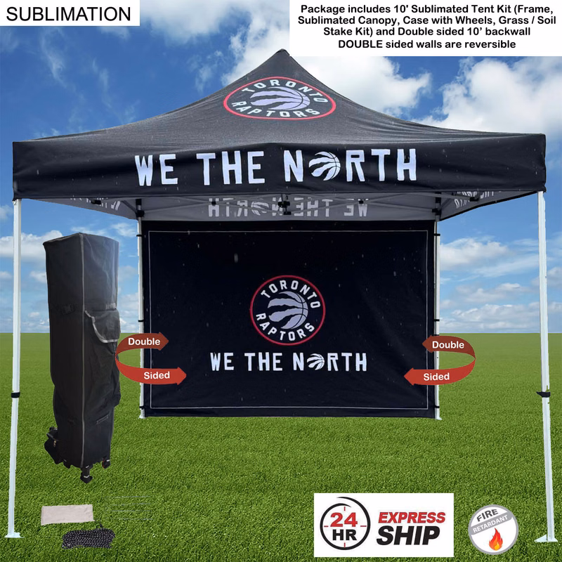 24Hr Express Ship - Tent Backwall Package 2, 10' Sublimated Tent Kit and Full DOUBLE sided backwall