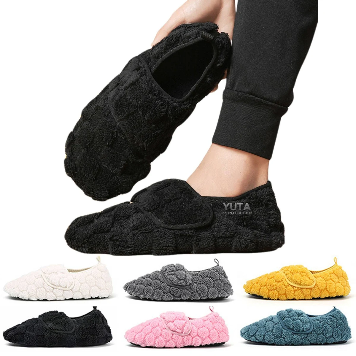 Unisex Plush Round Toe Non-Slip Indoor Slippers 1