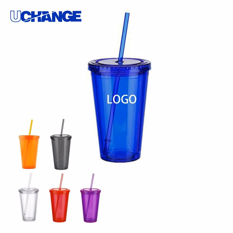 15 oz Reusable Plastic Stadium Cup Drinkware with Lid and Straw