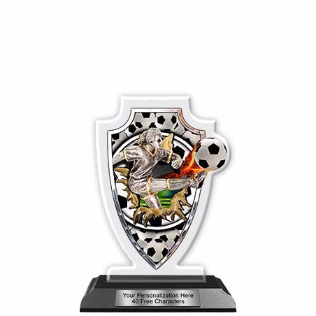Acrylic Trophy: 6" Arrow Head, (Soccer Female)