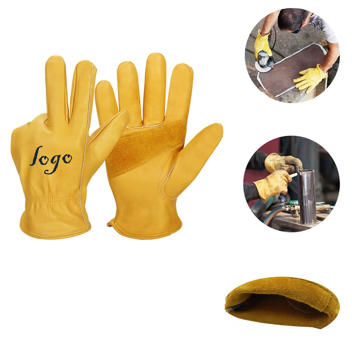 MOQ20 BC Grade Cowhide Leather Work Gloves 1