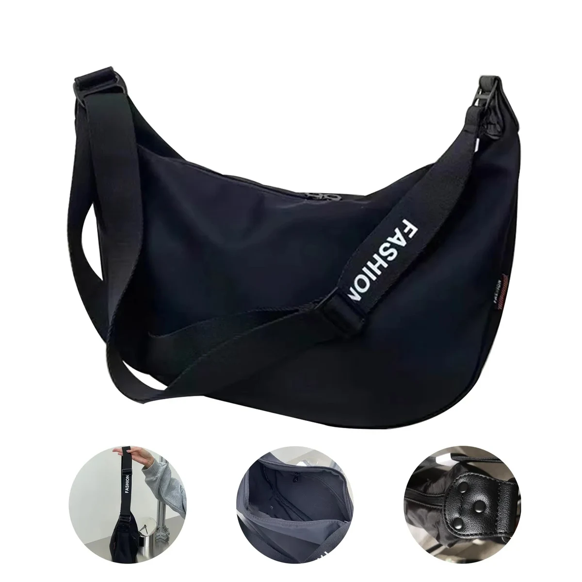 Nylon wide strap large capacity crossbody bag 1