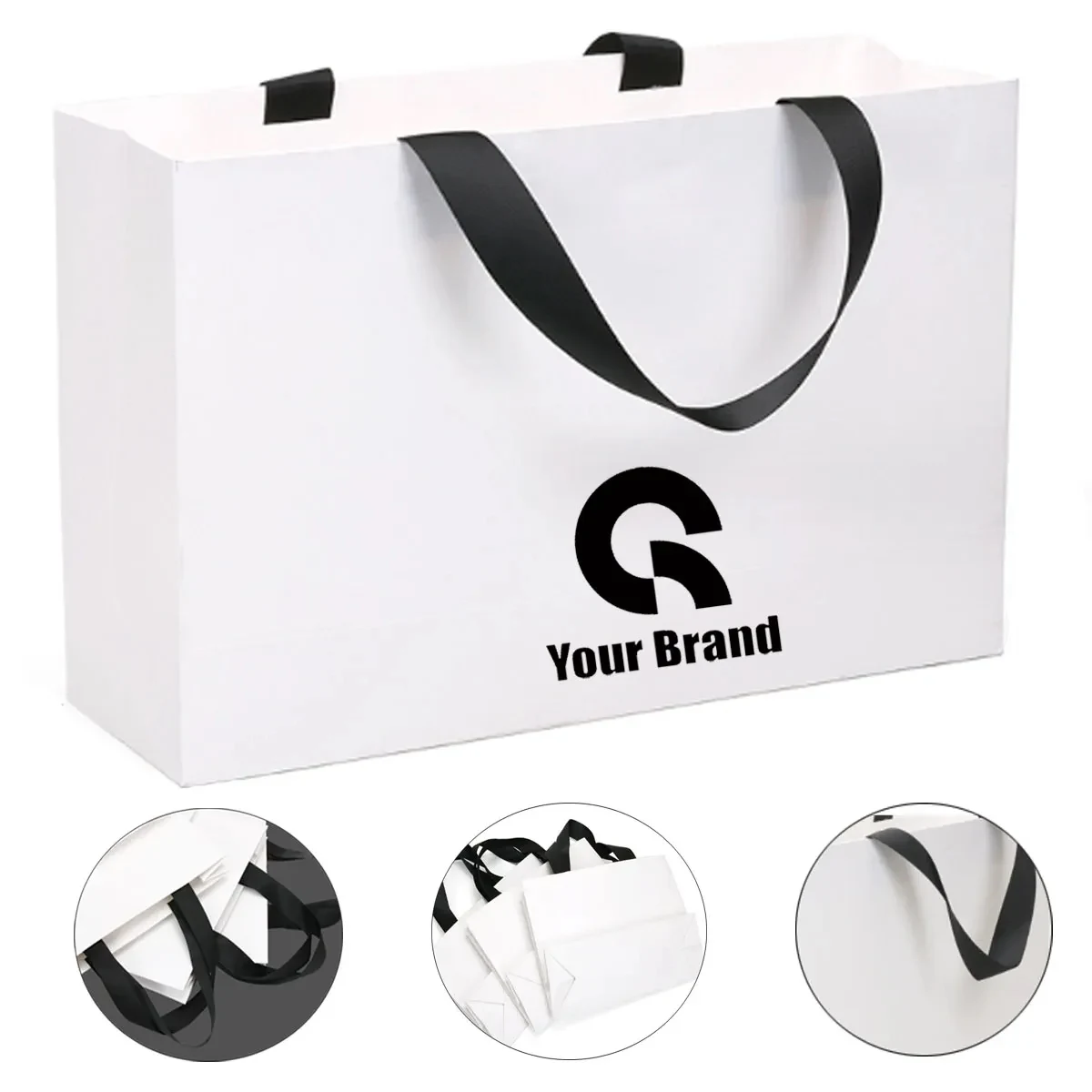Reusable Foldable White Paper Gift Bags All Over Printing 1