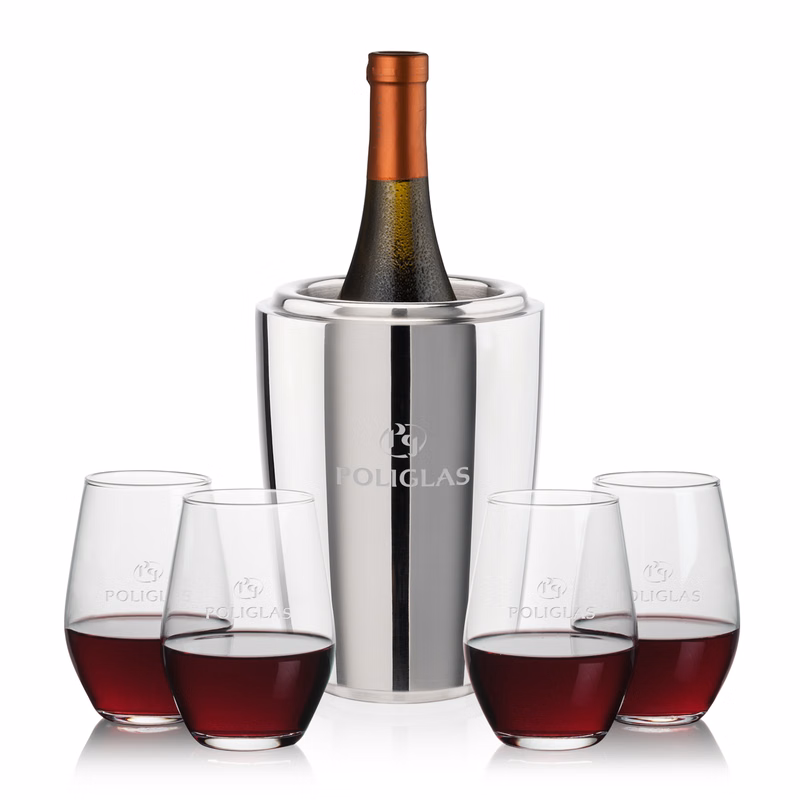 Pescara Wine Cooler & Vale Stemless Wine Set