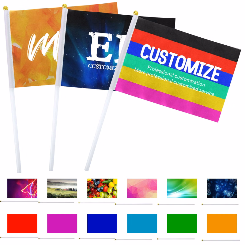 Single Layer Hand Held Waving Flag With Plastic Pole