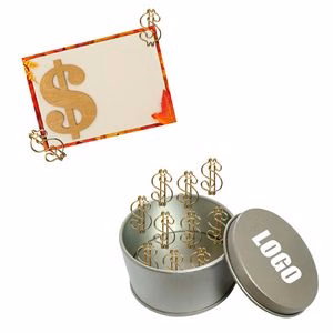 Dollar Shaped Paper Clips with Tin Box