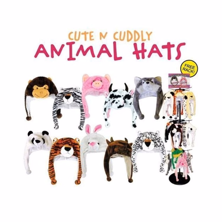 Assorted Animal Hats - Cotton Floor Display