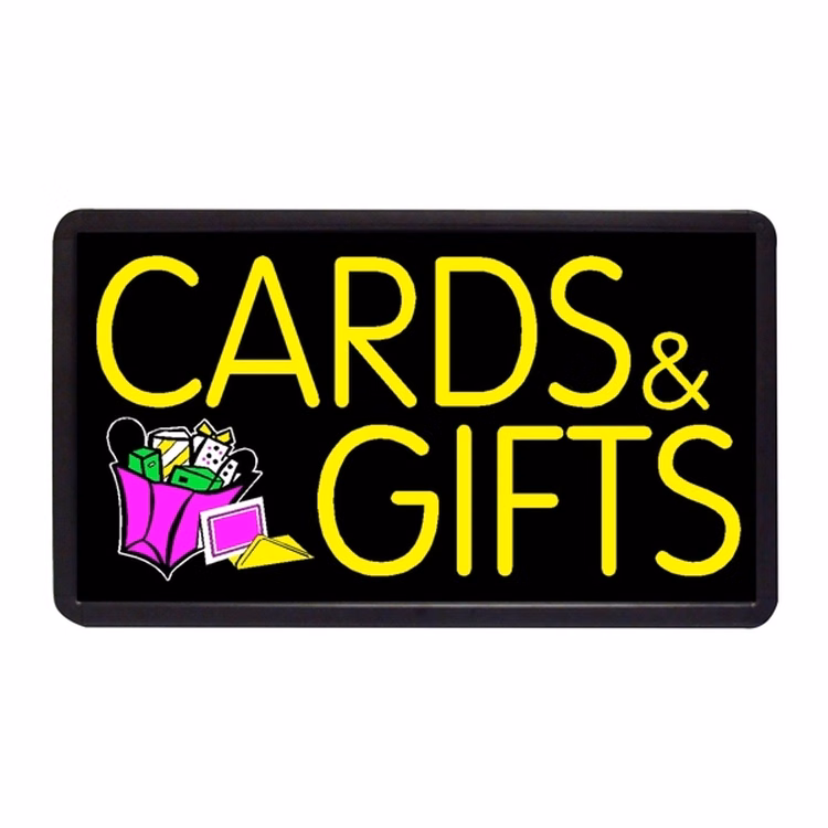 Cards & Gifts 13" x 24" Simulated Neon Sign