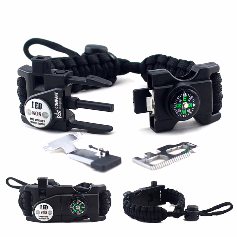 Sports Paracord Bracelet Adjustable with 20 Emergency Tools