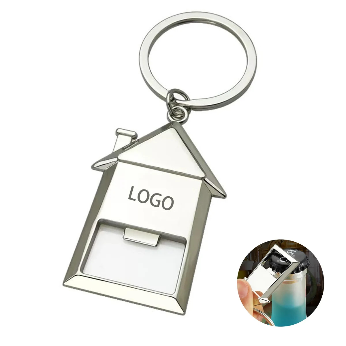 MOQ 20 House Shaped Metal Bottle Opener Keychain 1