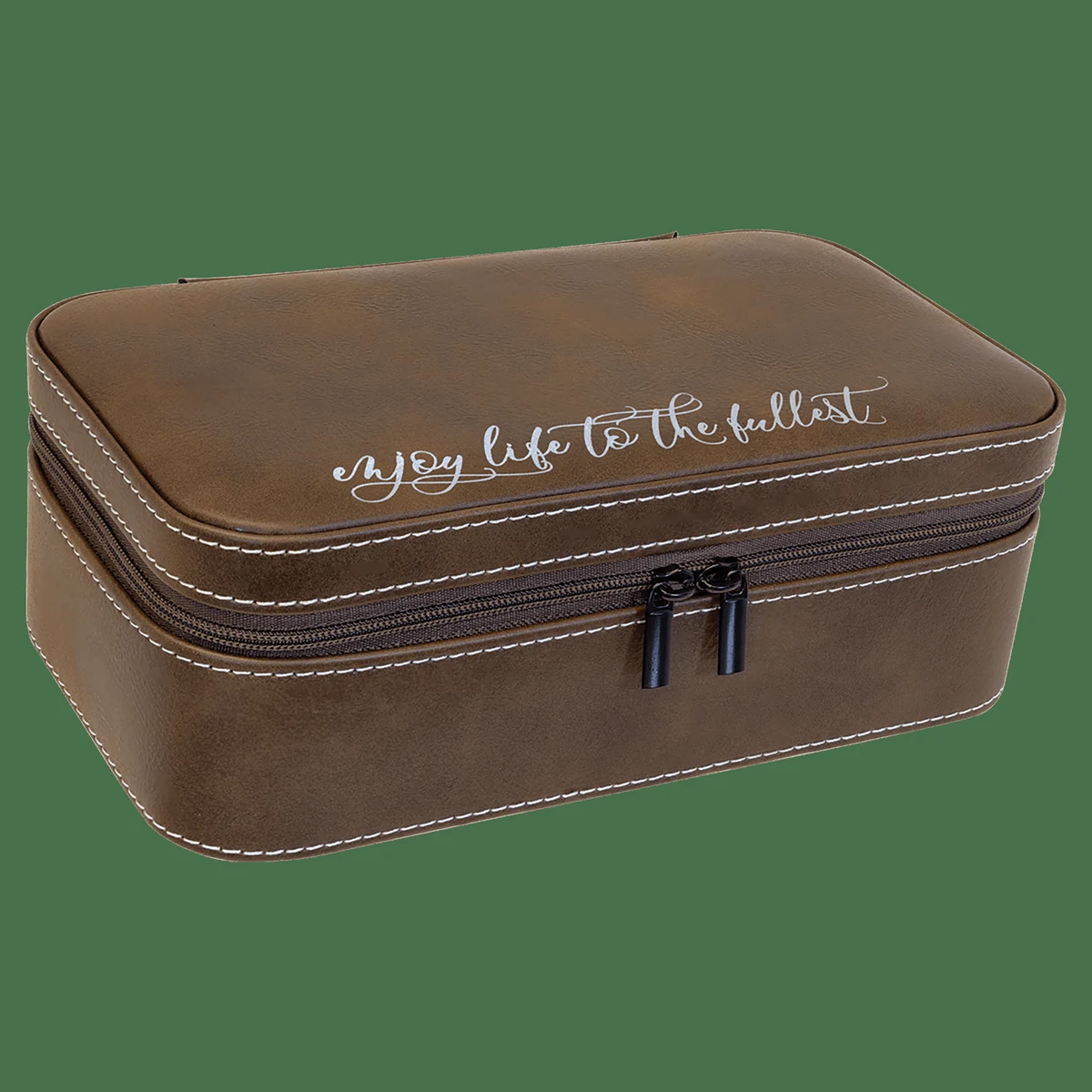 7 1/2" X 4 1/2" Rustic/Silver Leatherette Jewelry Box 1