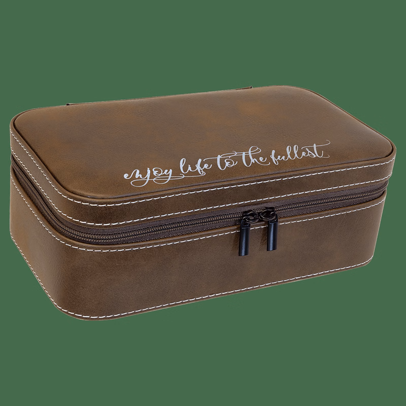 7 1/2" X 4 1/2" Rustic/Silver Leatherette Jewelry Box