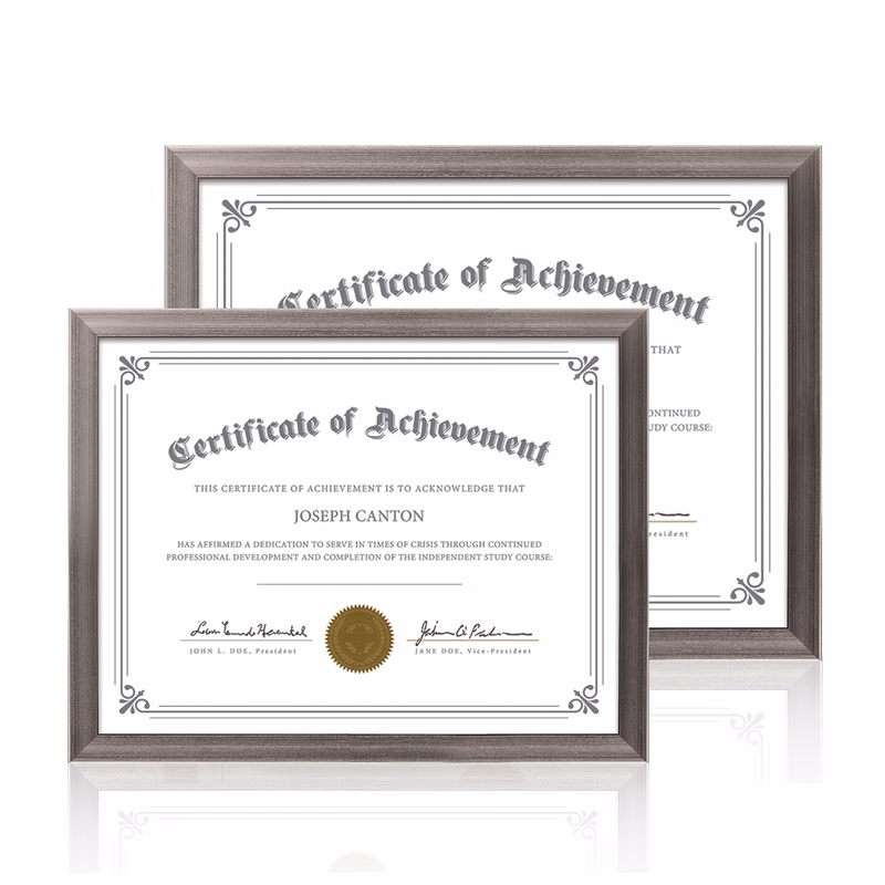 Calais Certificate Frame - Gun Metal