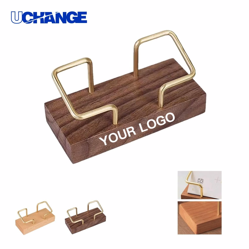 Beech Wood Business Card Stand Customizable