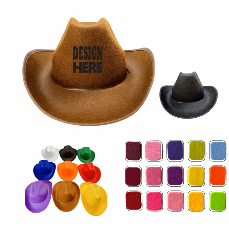 Custom Felt Fabric Cowboy Hat With Label