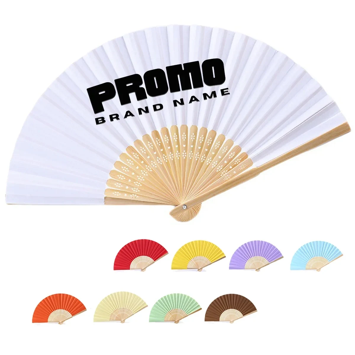 Custom Printing DIY Foldable Handheld Bamboo Paper Fan 1