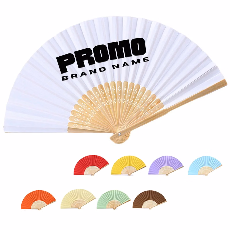 Custom Printing DIY Foldable Handheld Bamboo Paper Fan
