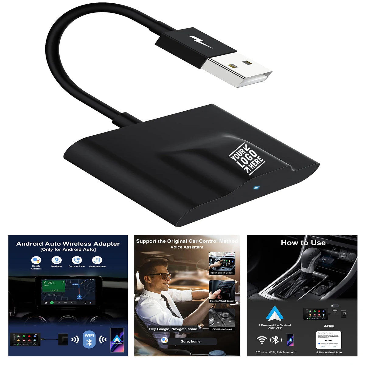 OEM Convert Factory Wired Android Auto Cars Support USB Type-C Interface Wireless Adapter 1