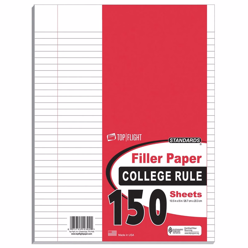 Filler Paper - College Ruled 150 Sheets