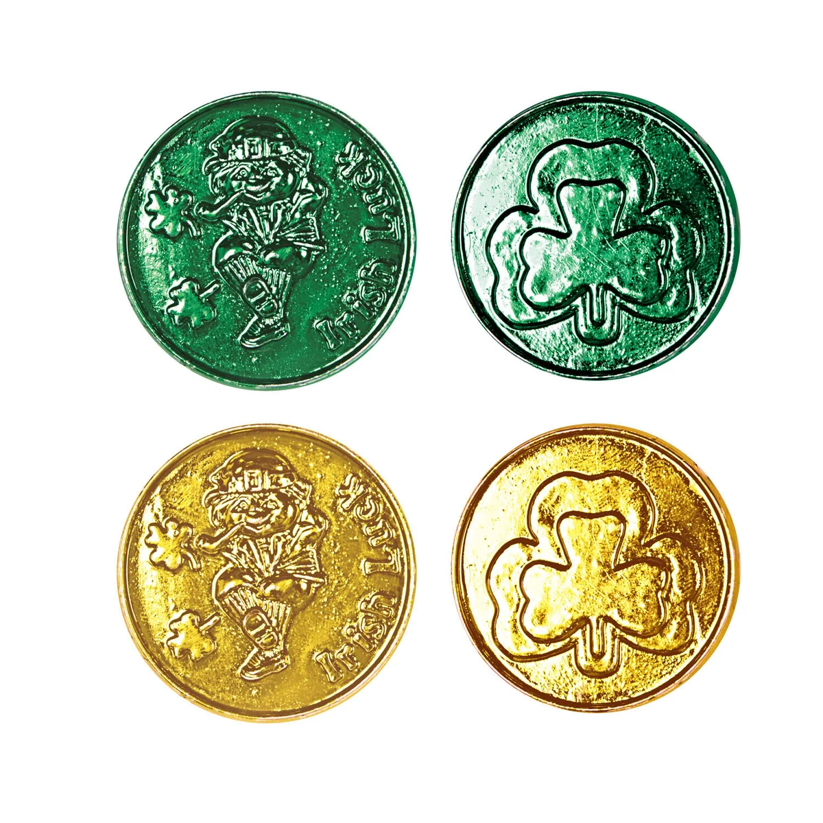 Lucky Leprechaun Plastic Coins w/ Embossed Design 1