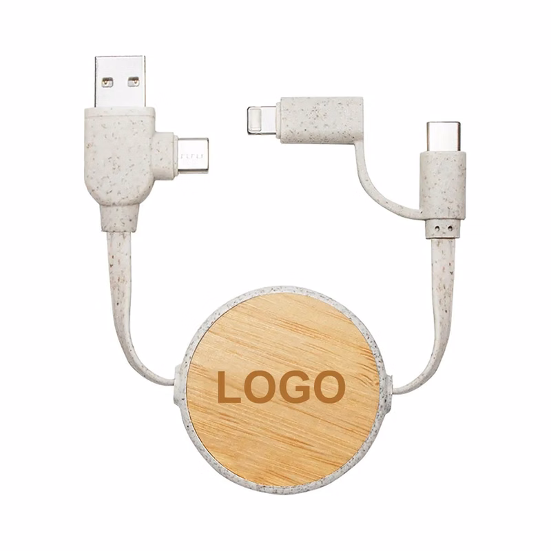 Bamboo Retractable Duo Charging Cable