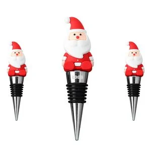 Adorable PVC Sitting Santa Claus Wine Cork Bottle Stopper 1