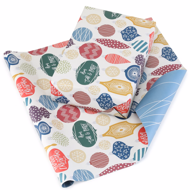 Retro Ornaments Reversible Wrapping Paper (28"x20")