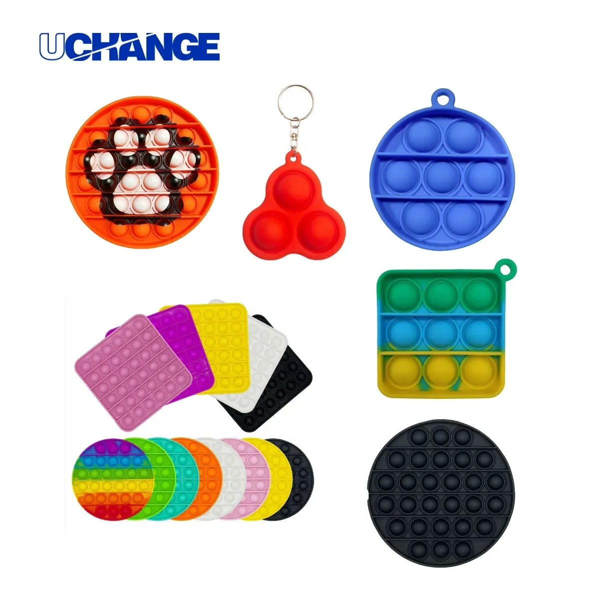 Round Pop Bubble Fidget Sensory Toy Keychain 1