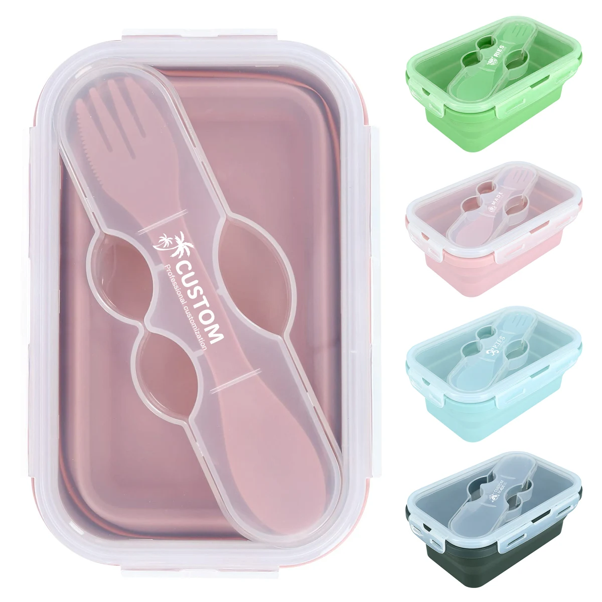 500ML Collapsible Silicone Lunch Box With Cutlery 1