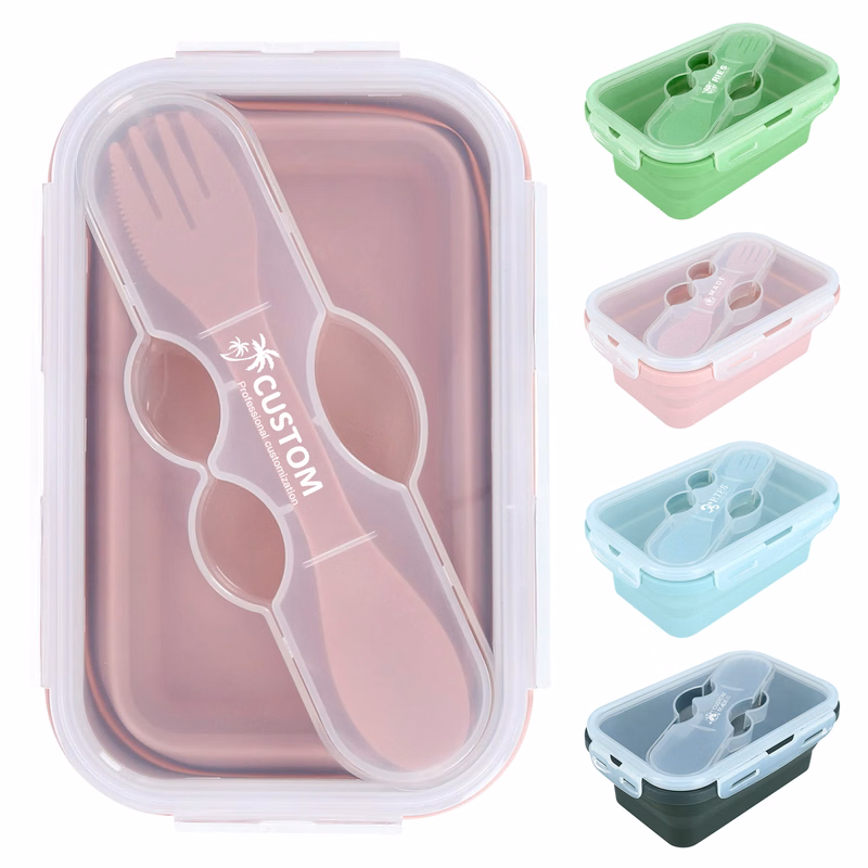 500ML Collapsible Silicone Lunch Box With Cutlery