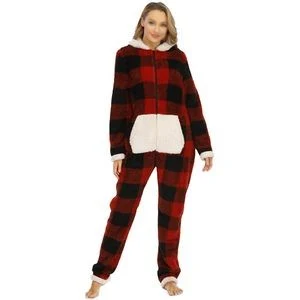 Adult Onesie Sherpa Lined Hoody One Piece Pajamas 1