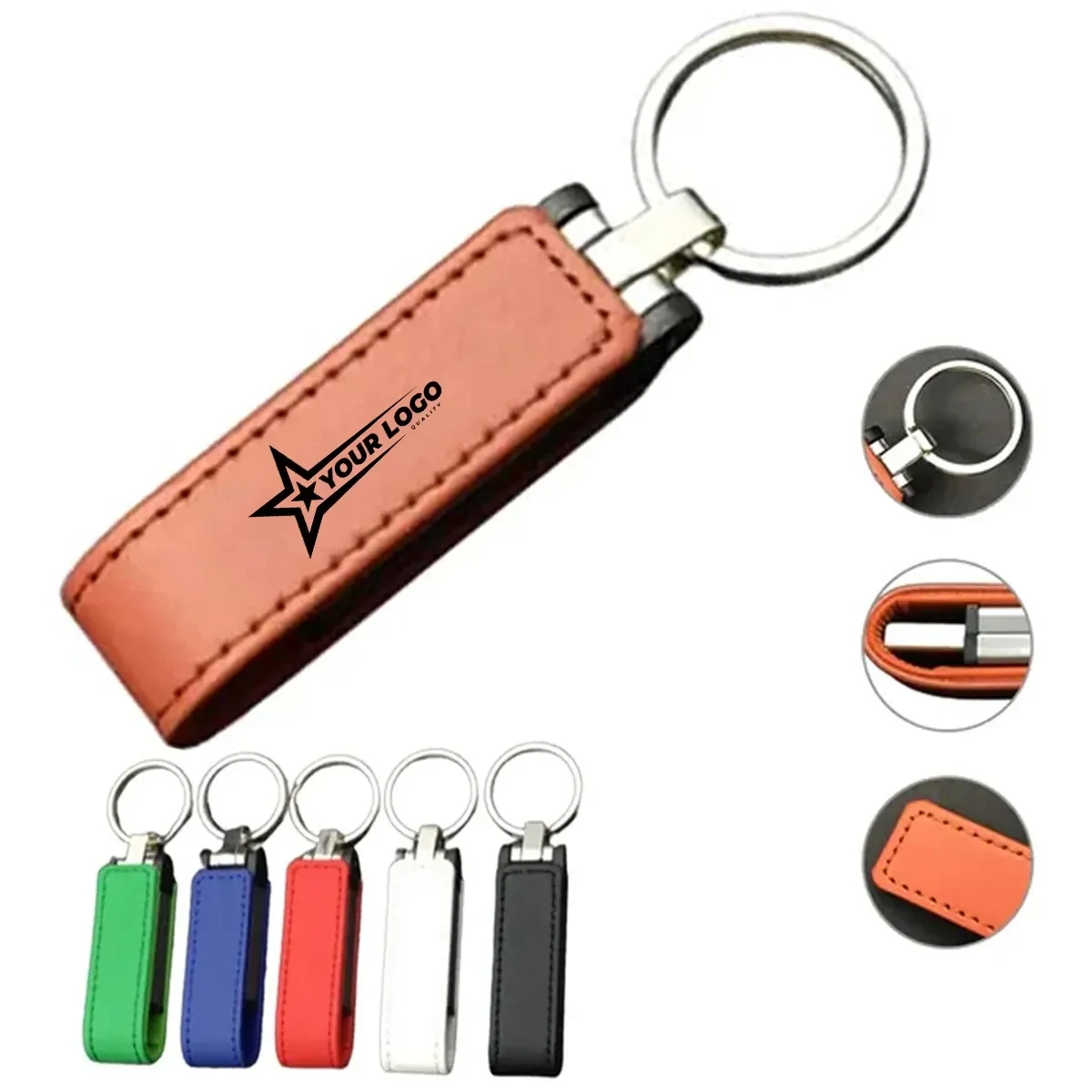 Keychain Metal High Speed Leather Flash Drive 1