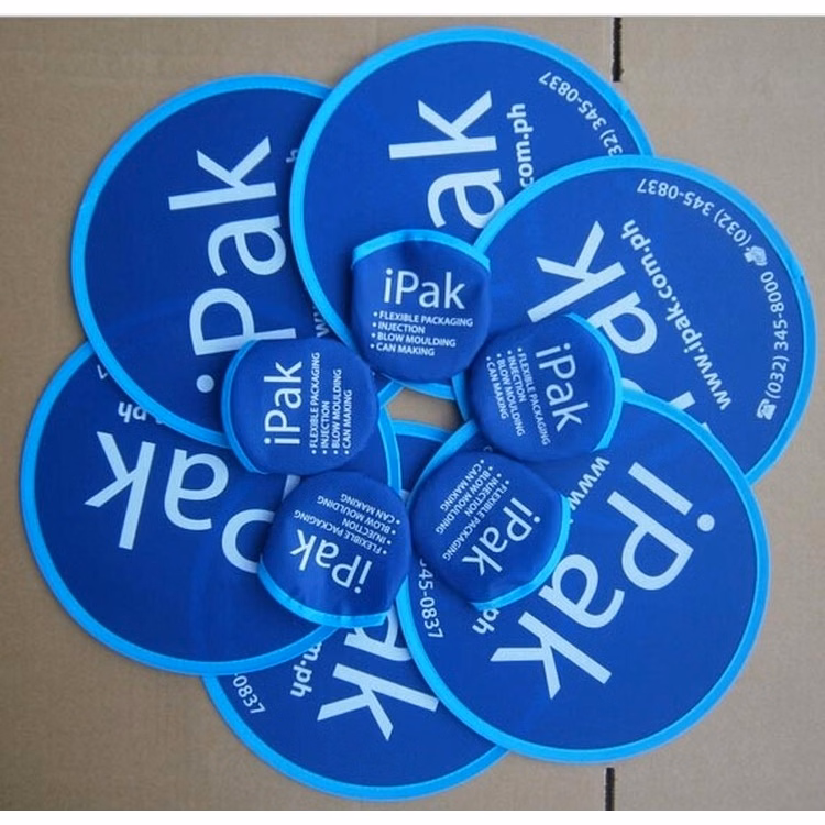 8" diameter 190T material foldable flying dish one color screen imprint