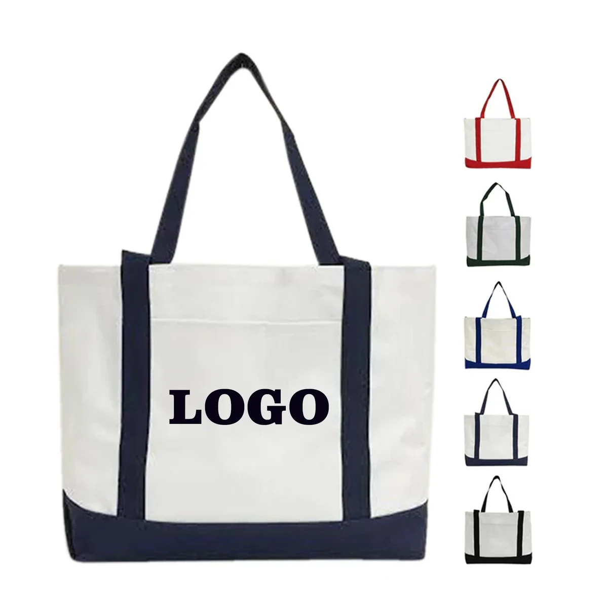 Grocery Shopping Tote Bag With Large Outside Pocket, custom tote bag with logo imprint 1