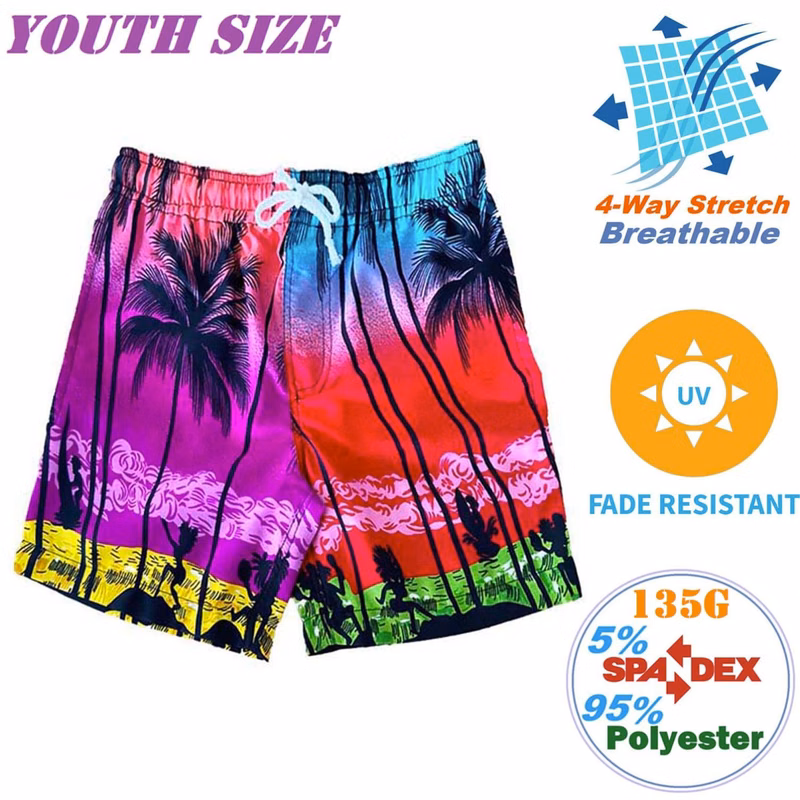 Youth 135GSM breathable wrinkle free Hawaiian Shorts, Soft & Cool