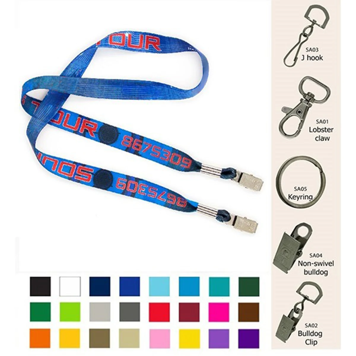 5/8" Double Ended Polyester Dye-Sublimation Lanyard Full Color 1