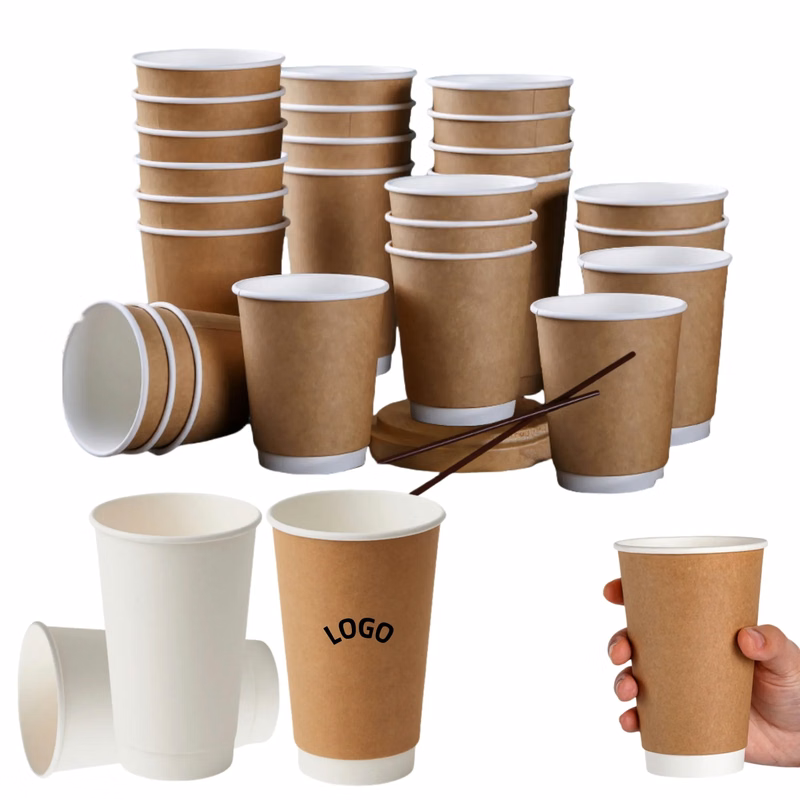 16 OZ Disposable Double Kraft Paper Coffee Cup
