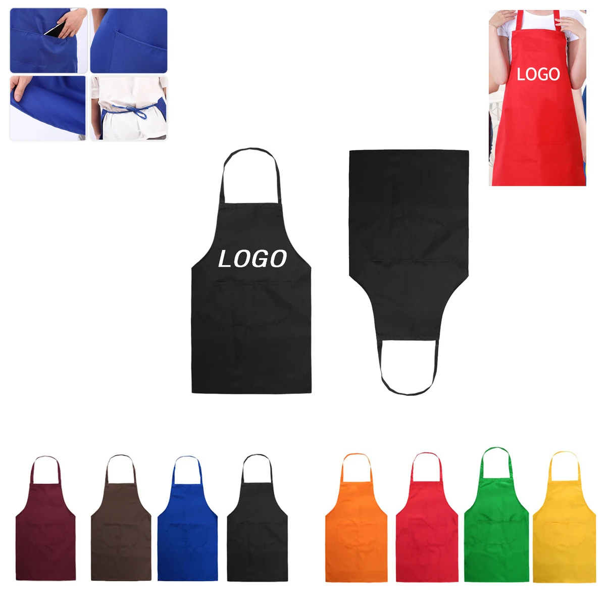 Customized Polyester Apron With 2 Pockets 1