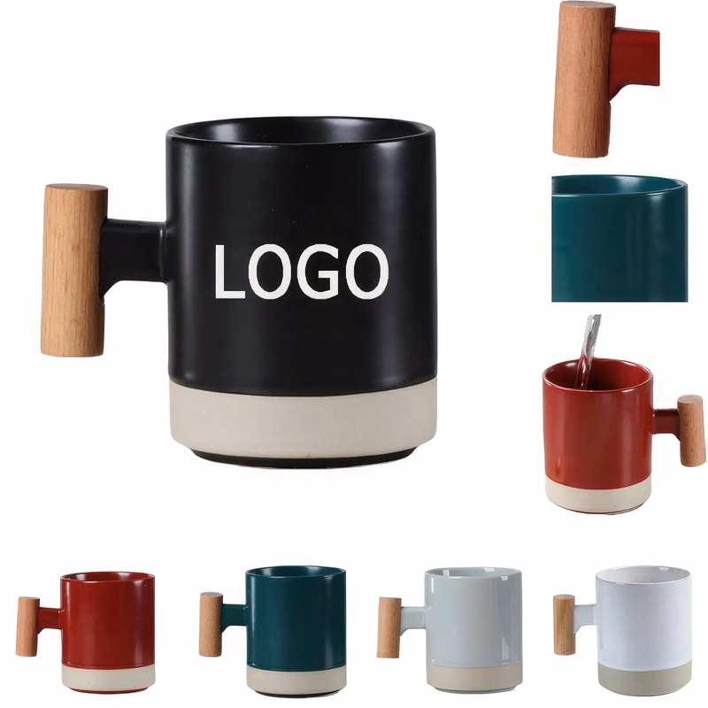 Ceramic Coffee Mug Wooden Handle