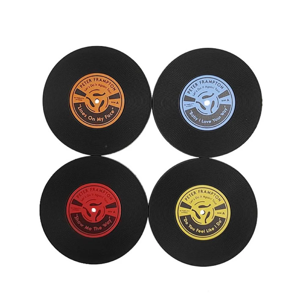 Retro Black Vinyl Record Coaster 1