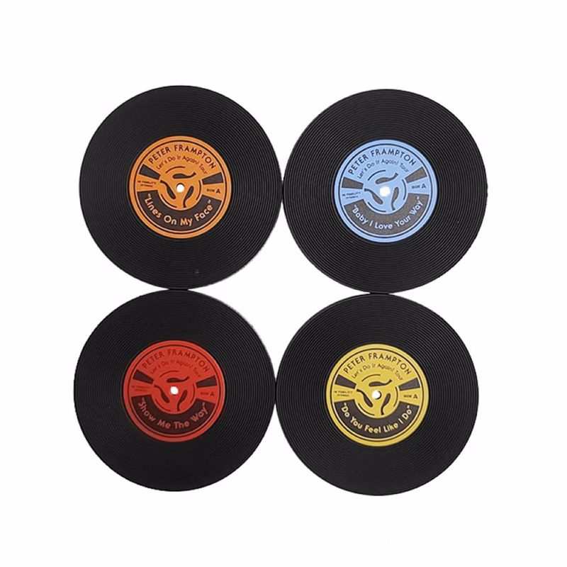 Retro Black Vinyl Record Coaster