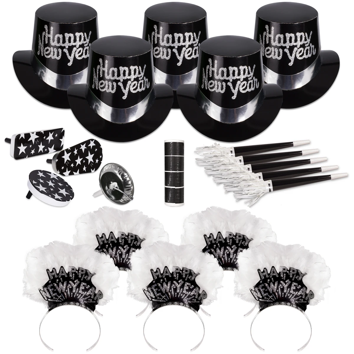 Grand Silver New Year's Eve Party Kit for 50 1