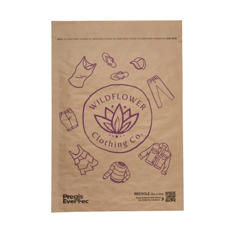 One Color Recyclable Cushioned Natural Paper Mailer (12" x 15") 1
