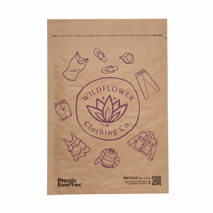 One Color Recyclable Cushioned Natural Paper Mailer (12" x 15")